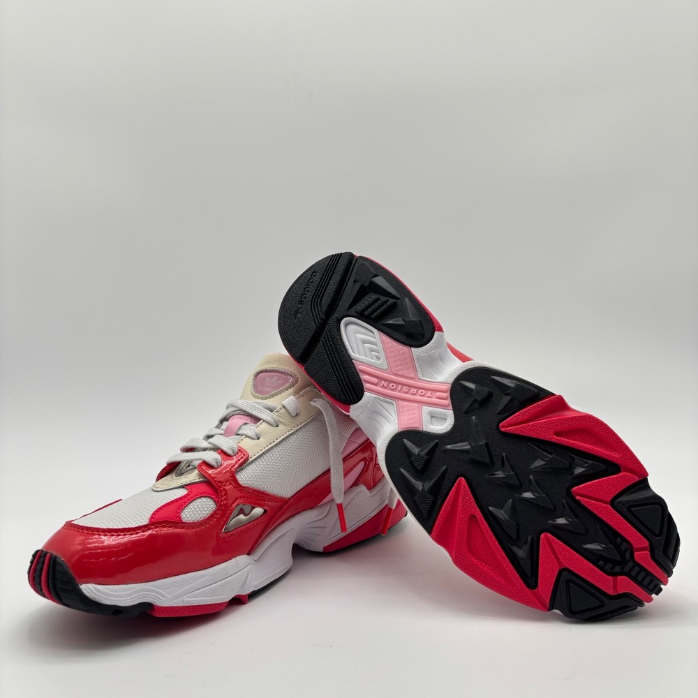 Adidas Falcon Red Pink White Patent Leather Chunky Sneakers Mens 10.5 - Picture 5 of 6